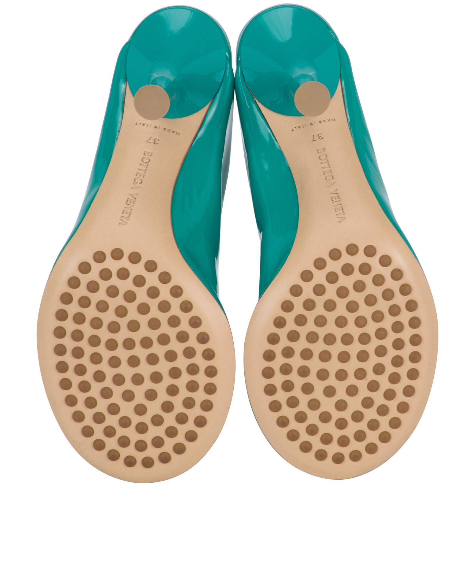 Bottega Veneta Supergloss Dot Pumps, &pound;220, Shoes, Green, Patent Leather, Top view