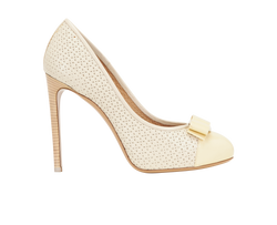 Ferragamo Bow Heels, Leather, Beige, UK7, 2*