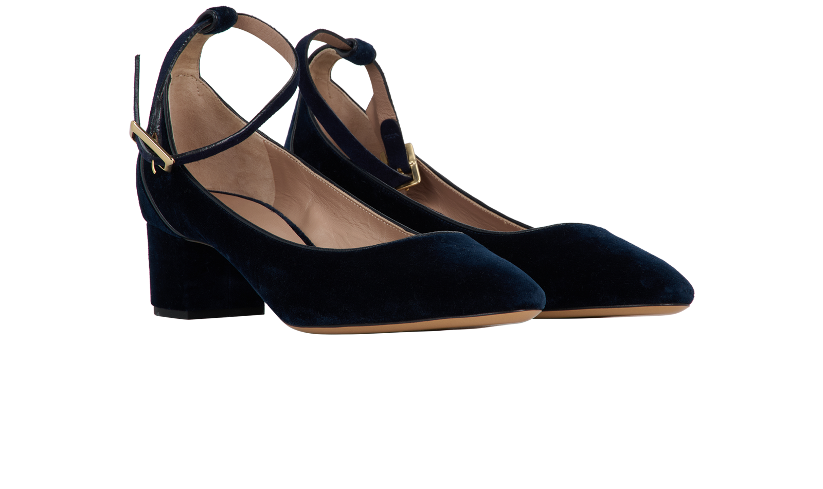 Chloe Ankle Strap Heels, &pound;150, Shoes, Navy, Velvet, Side view