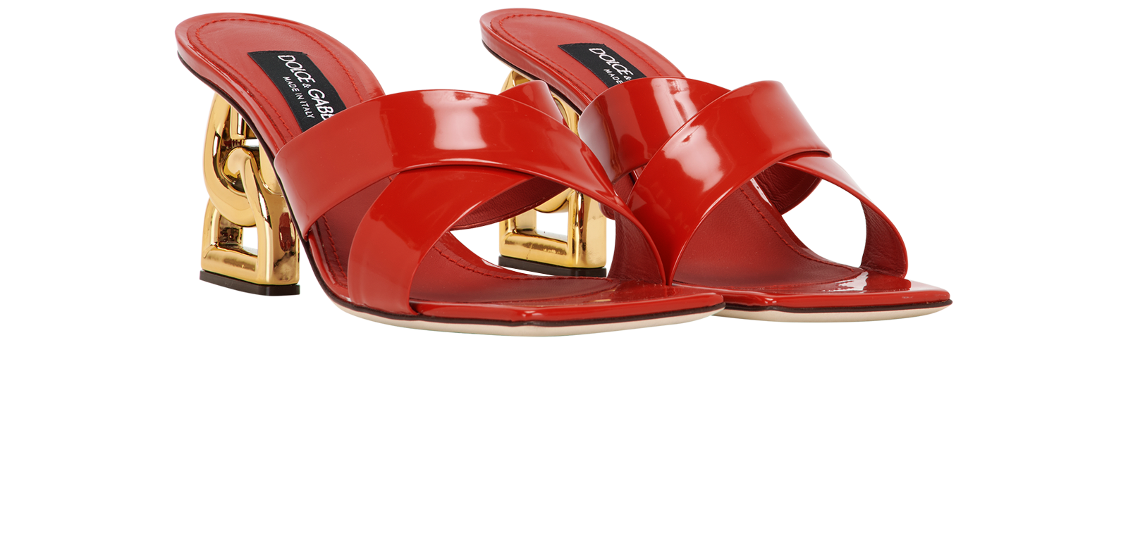 Dolce & Gabbana DG Mules. Patent, &pound;220, Shoes, Red, Patent Leather, Side view