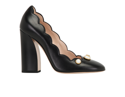 Gucci GG Pearls Pumps, &pound;350, Shoes, Black, Leather/Pearl, Front view