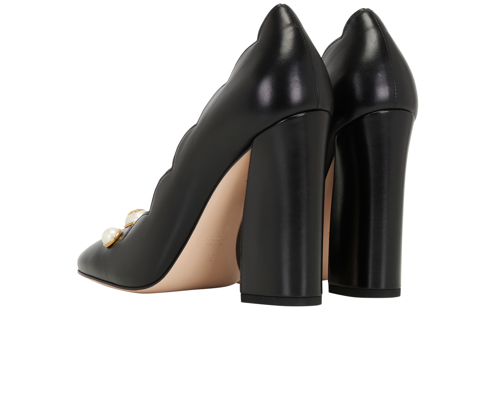 Gucci GG Pearls Pumps, &pound;350, Shoes, Black, Leather/Pearl, Back view