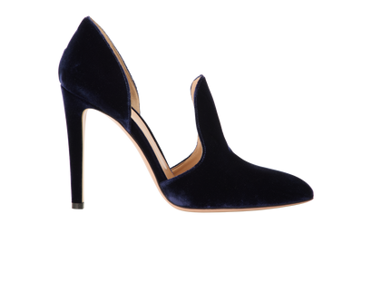 Gianvito Rossi Moret Heels, &pound;175, Shoes, Blue, Velvet, Front view