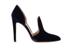 Gianvito Rossi Moret Heels, Velvet, Blue, UK5.5, B, 2*