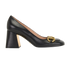 Gucci Horsebit Block Heel Pumps, &pound;375, Shoes, Black, Leather, Front view