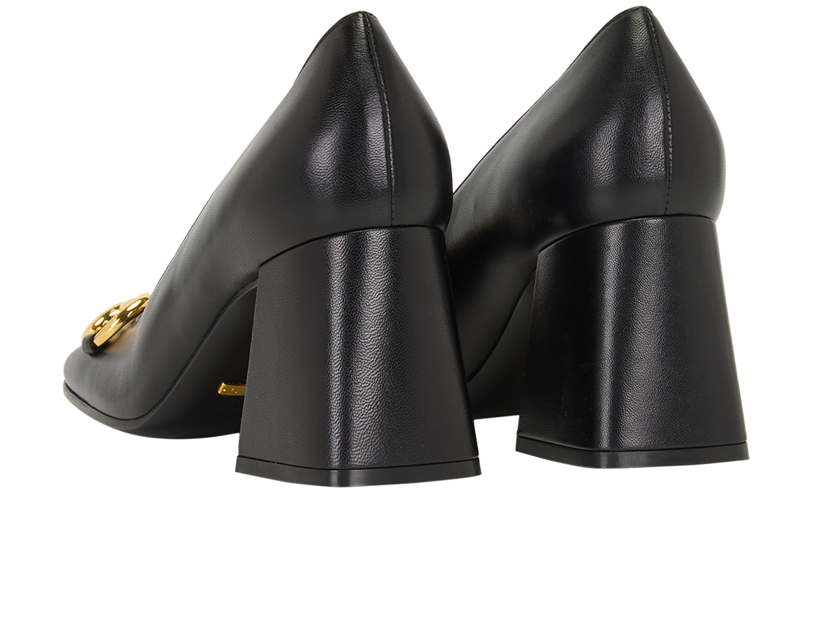 Gucci Horsebit Block Heel Pumps, &pound;375, Shoes, Black, Leather, Back view