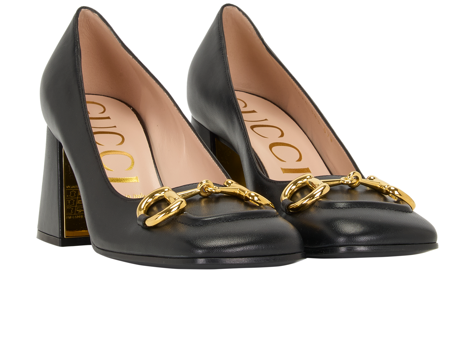 Gucci Horsebit Block Heel Pumps, &pound;375, Shoes, Black, Leather, Side view