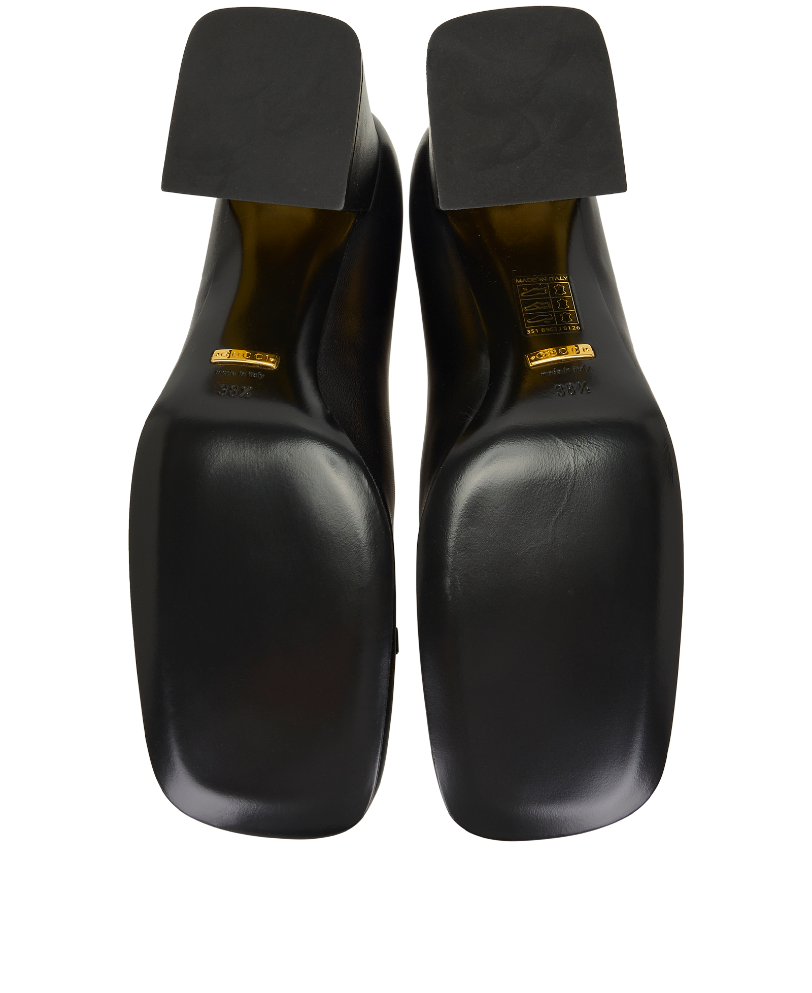 Gucci Horsebit Block Heel Pumps, &pound;375, Shoes, Black, Leather, Top view