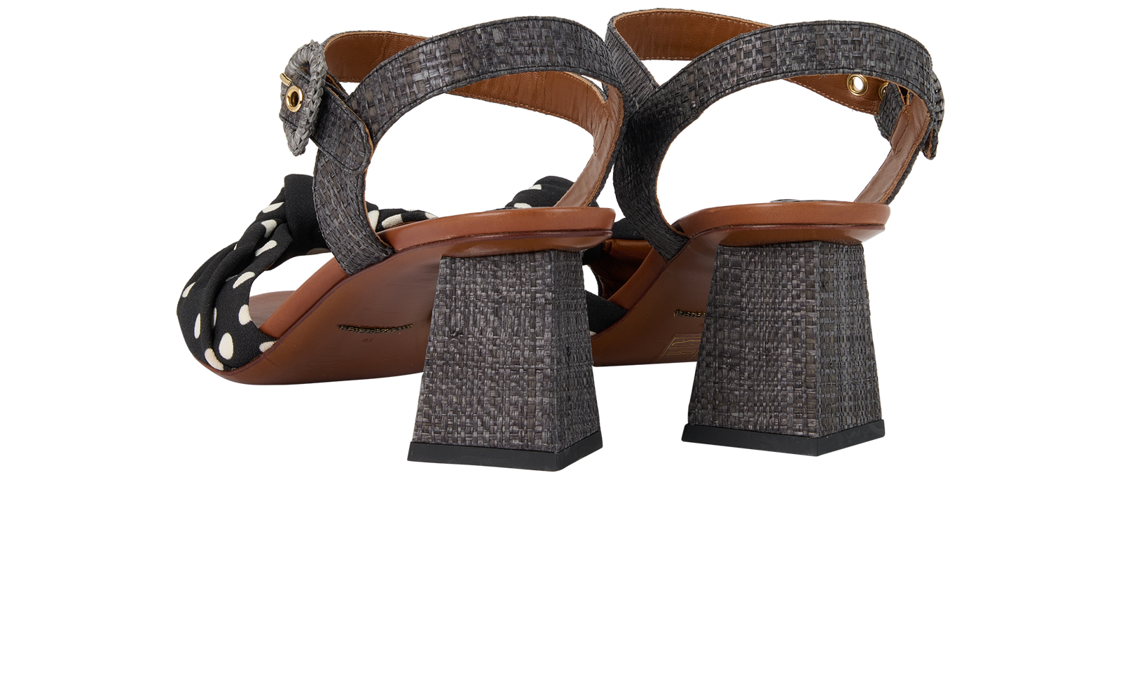Dolce & Gabbana Polka Dots Heel Sandals, &pound;195, Shoes, Black/White, Fabric/Leather, Back view