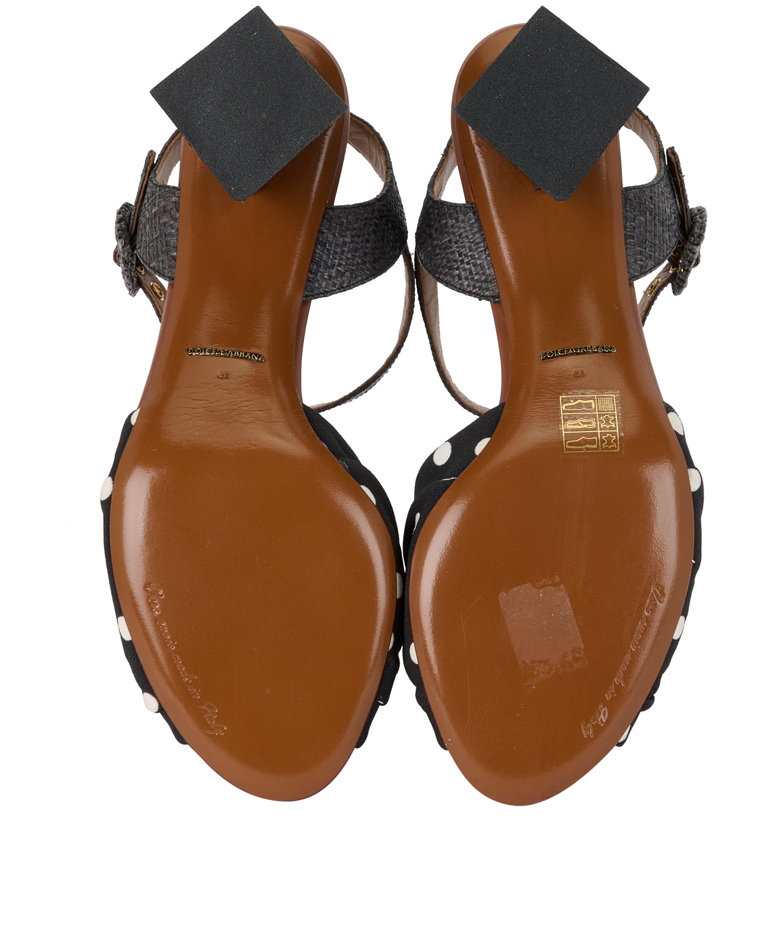 Dolce & Gabbana Polka Dots Heel Sandals, &pound;195, Shoes, Black/White, Fabric/Leather, Top view