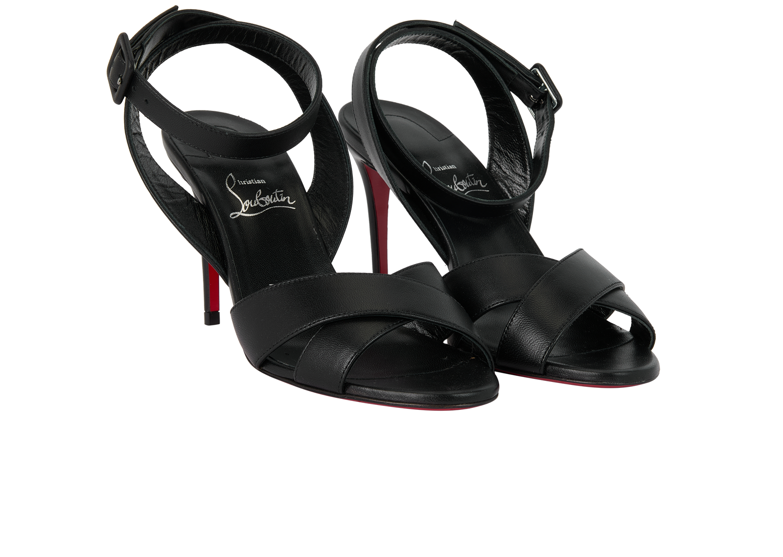 Christian Louboutin Mariza 85 Sandals, &pound;395, Shoes, Black, Leather, Side view