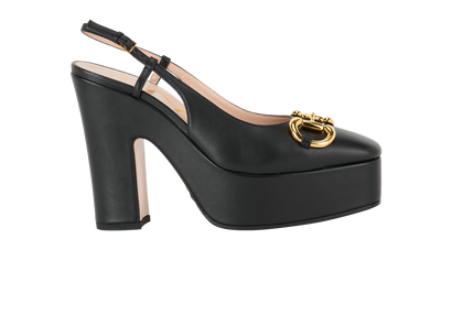 Gucci Horsebit Platform Heels, &pound;320, Shoes, Black, Leather, Front view