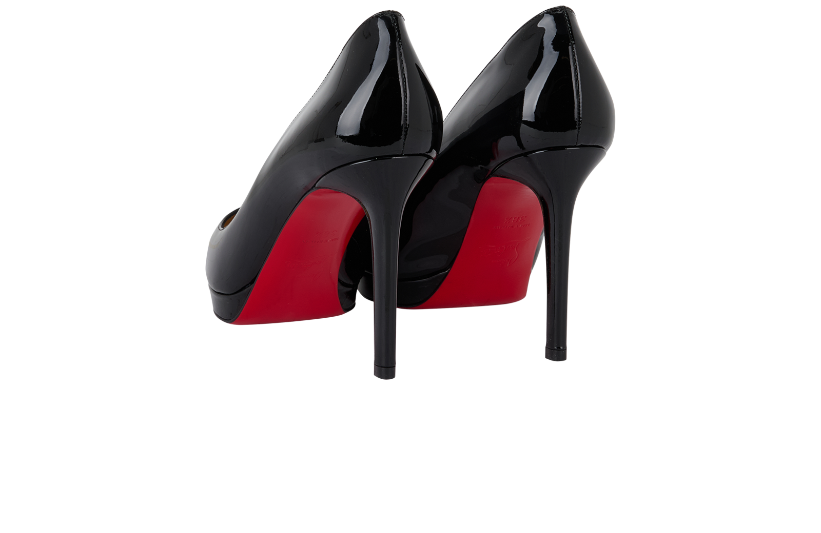 Christian Louboutin Pigalle Plato 100, &pound;350, Shoes, Black, Patent Leather, Back view