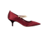 Miu Miu Pearls Kitten Heel Mary Jane, £220, Shoes, Burgundy, Leather/Satin, Front view