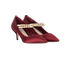 Miu Miu Pearls Kitten Heel Mary Jane, £220, Shoes, Burgundy, Leather/Satin, Side view