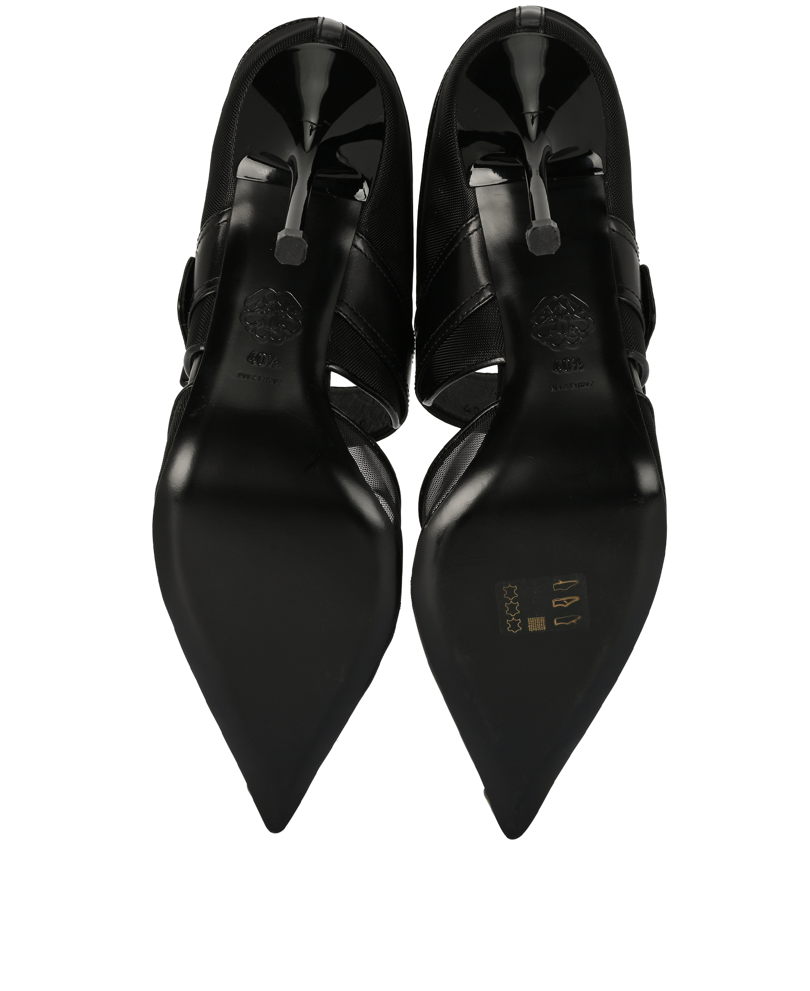 Alexander McQueen Punk Buckle Mules, &pound;220, Shoes, Black, Leather/Mesh, Top view