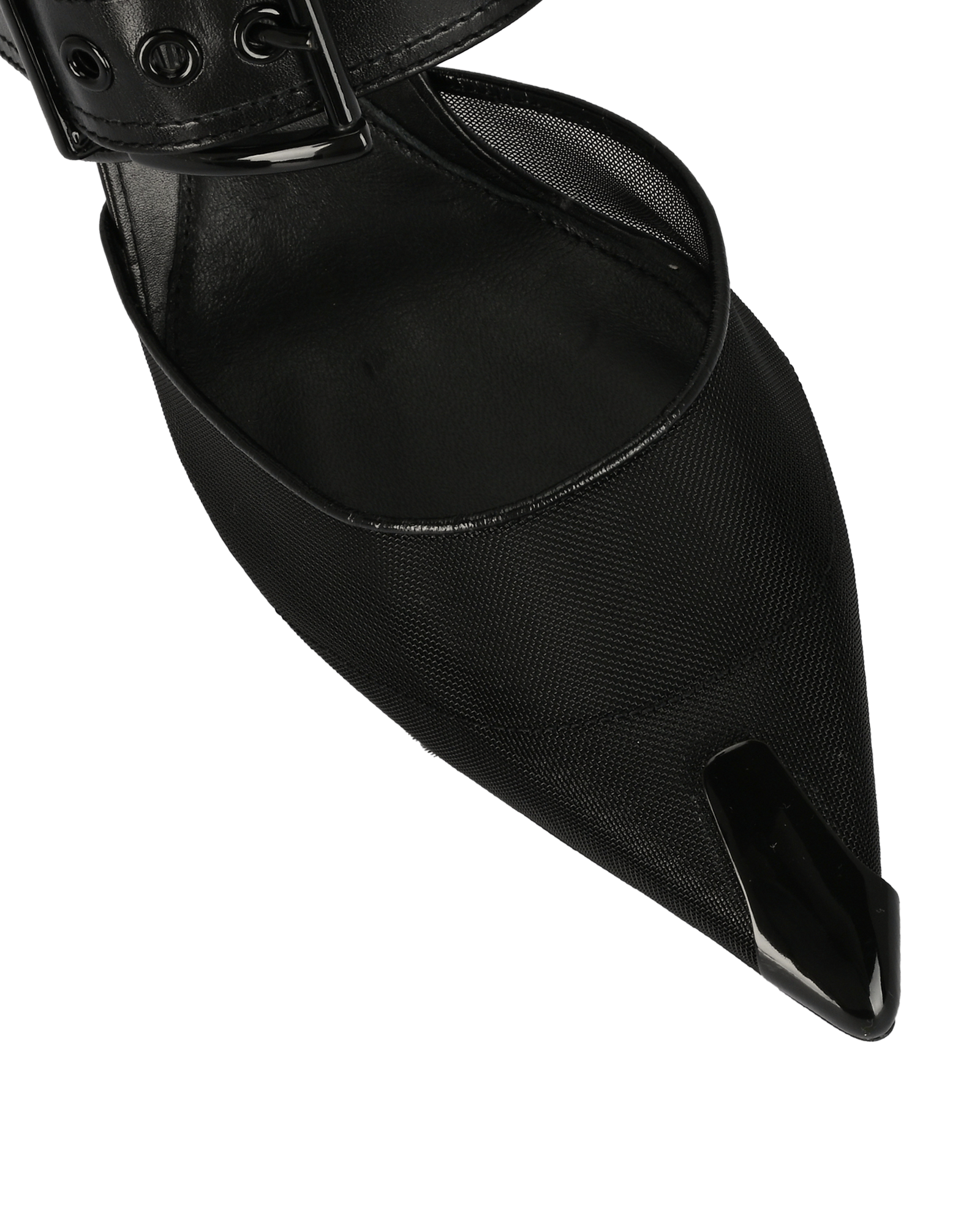 Alexander McQueen Punk Buckle Mules, &pound;220, Shoes, Black, Leather/Mesh, Other view