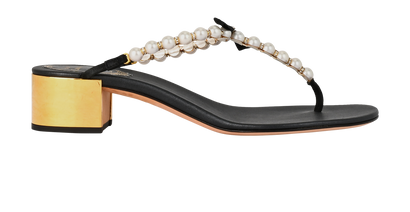 Rene Caovilla Eliza Sandals, &pound;375, Shoes, Black, Leather/Pearl, Front view