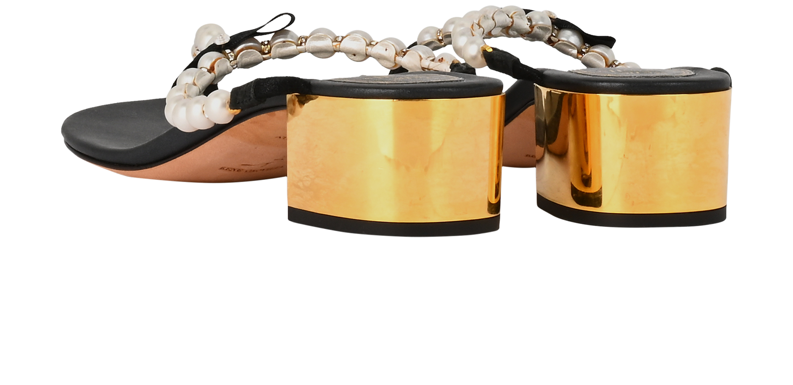 Rene Caovilla Eliza Sandals, &pound;375, Shoes, Black, Leather/Pearl, Back view