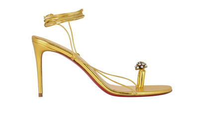Christian Louboutin Just Un Fil Sandals, £310, Shoes, Gold, Leather, Front view