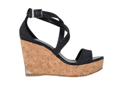Jimmy Choo Portia 100 Wedges, Denim/Cork, Navy, UK3.5, DB/B, 3*