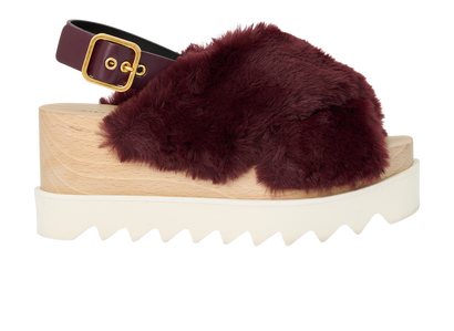 Stella McCartney Elyse Platform Sandals, &pound;195, Shoes, Burgundy, Faux Leather/Shearling, Front view