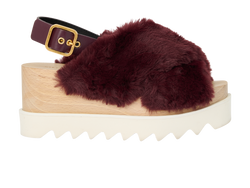 Stella McCartney Elyse Platform Sandals,Faux Shearling,Burgundy,UK3,B/DB,3