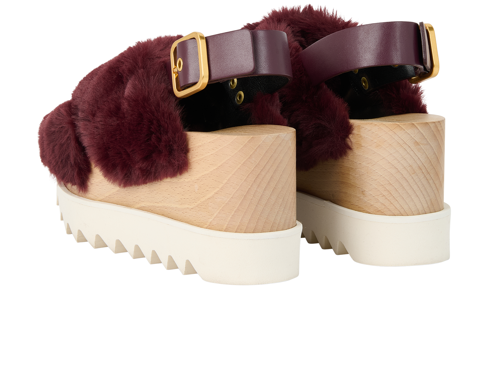 Stella McCartney Elyse Platform Sandals, &pound;195, Shoes, Burgundy, Faux Leather/Shearling, Back view