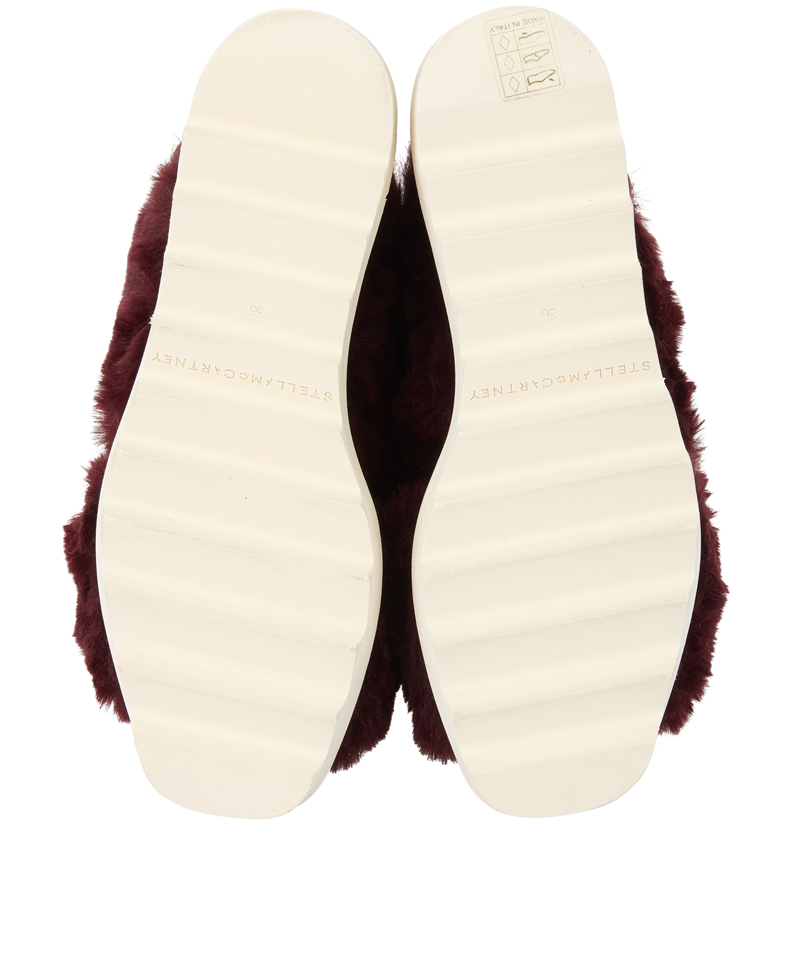 Stella McCartney Elyse Platform Sandals, &pound;195, Shoes, Burgundy, Faux Leather/Shearling, Top view