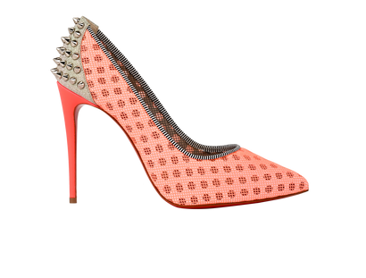Christian Louboutin Sporty Pump 100, &pound;380, Shoes, Orange, Leather/Mesh, Front view