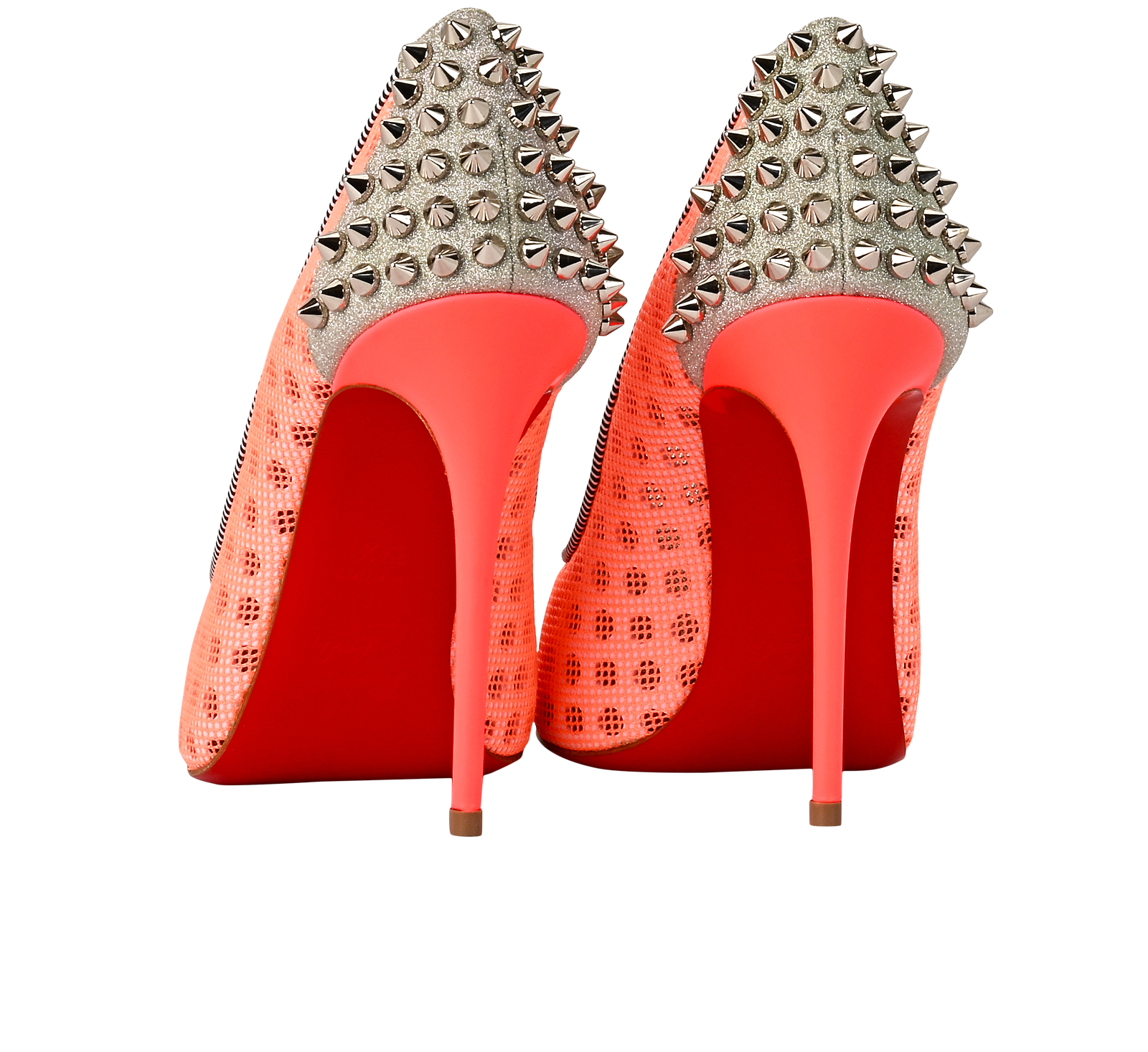 Christian Louboutin Sporty Pump 100, &pound;380, Shoes, Orange, Leather/Mesh, Back view