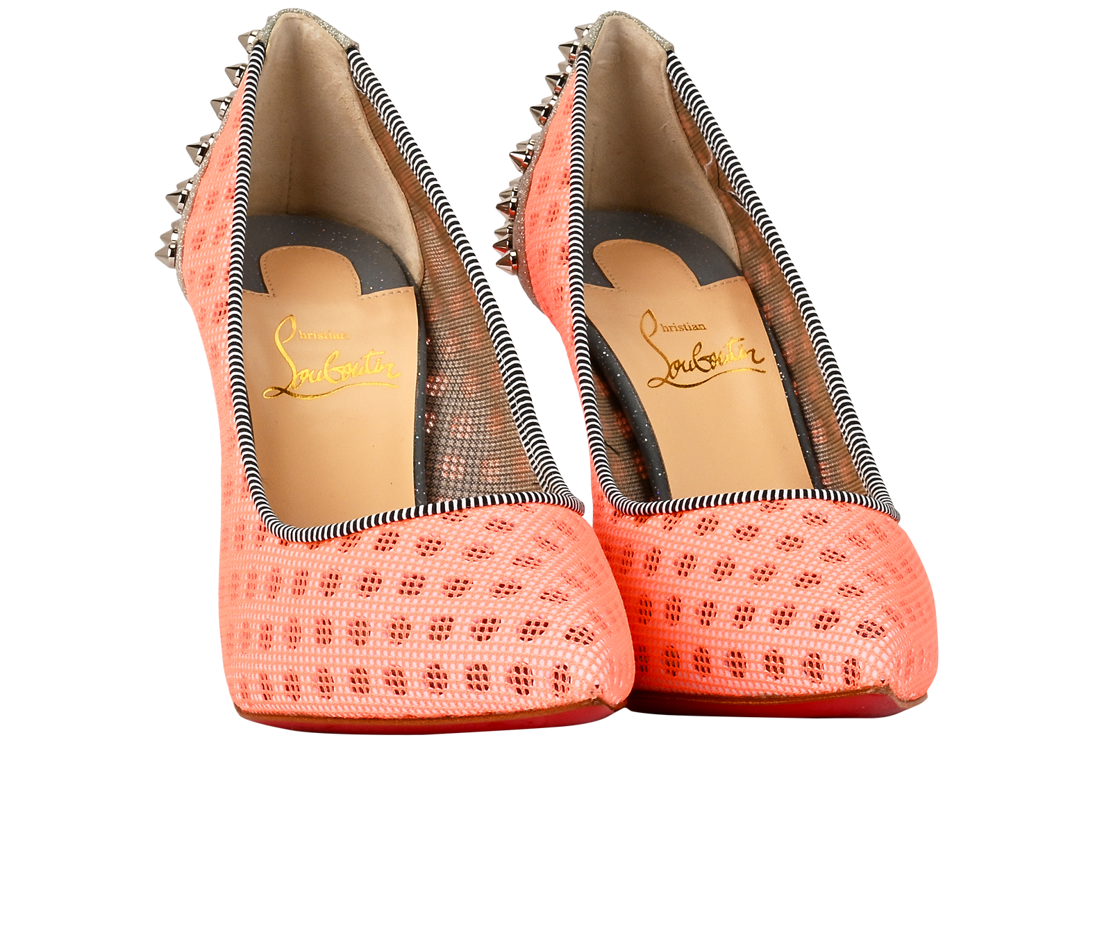 Christian Louboutin Sporty Pump 100, &pound;380, Shoes, Orange, Leather/Mesh, Side view
