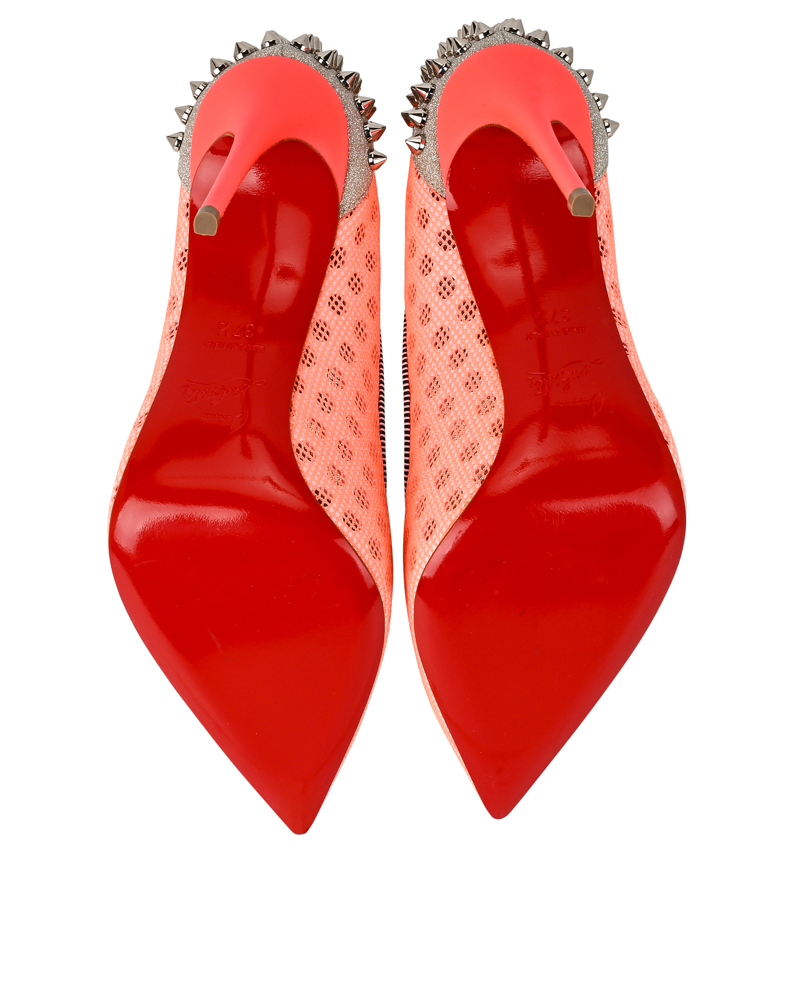 Christian Louboutin Sporty Pump 100, &pound;380, Shoes, Orange, Leather/Mesh, Top view