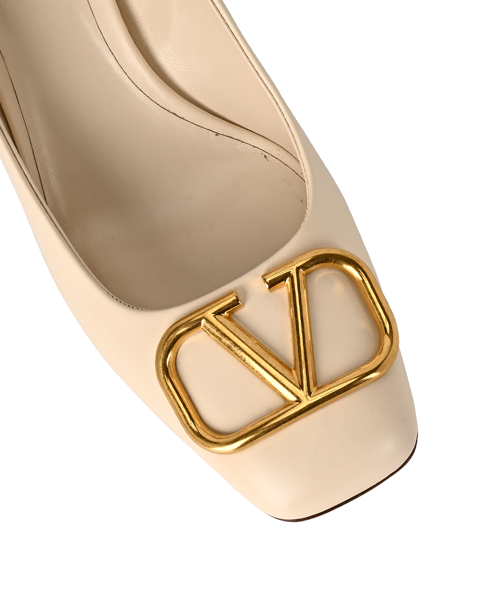 Valentino V Logo Pumps, &pound;350, Shoes, Cream, Leather, Other view
