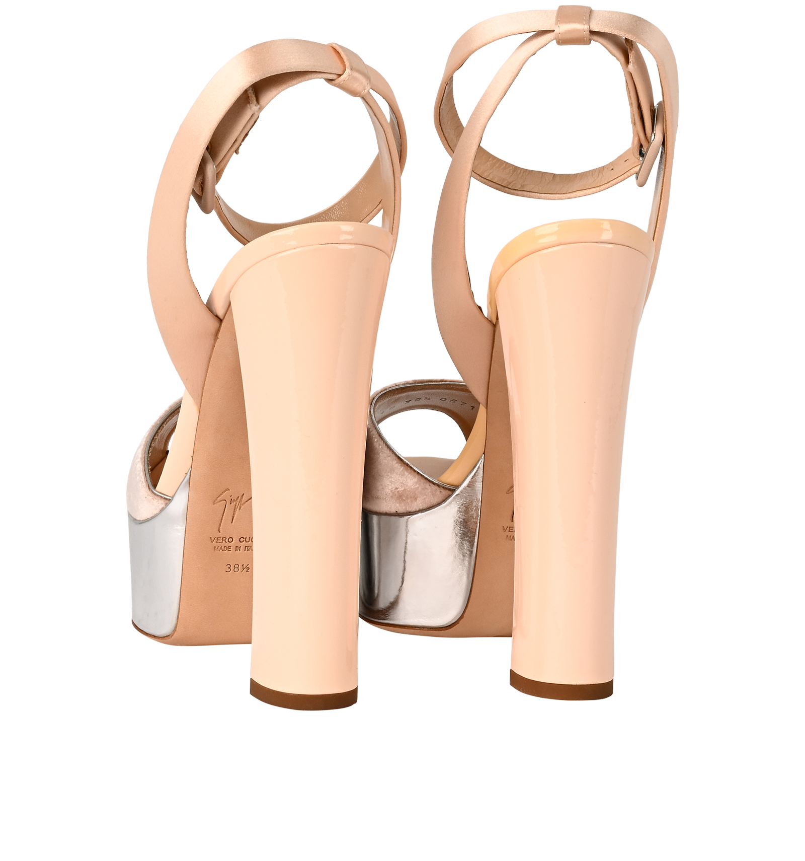Giuseppe Zanotti Amelia Platform Sandals, &pound;150, Shoes, Pink, Leather/Satin, Back view