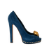 Alexander McQueen PunkSkull Heels, £250, Shoes, Blue, Suede, Front view