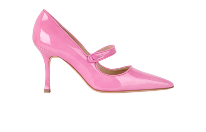Manolo Blahnik Campari Pumps, &pound;390, Shoes, Pink, Patent Leather, Front view