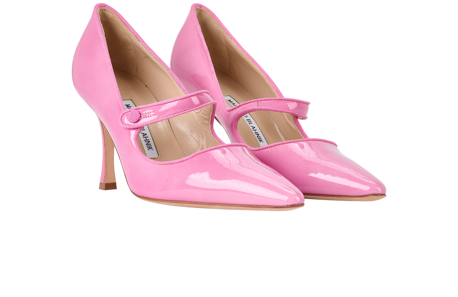Manolo Blahnik Campari Pumps, &pound;390, Shoes, Pink, Patent Leather, Side view