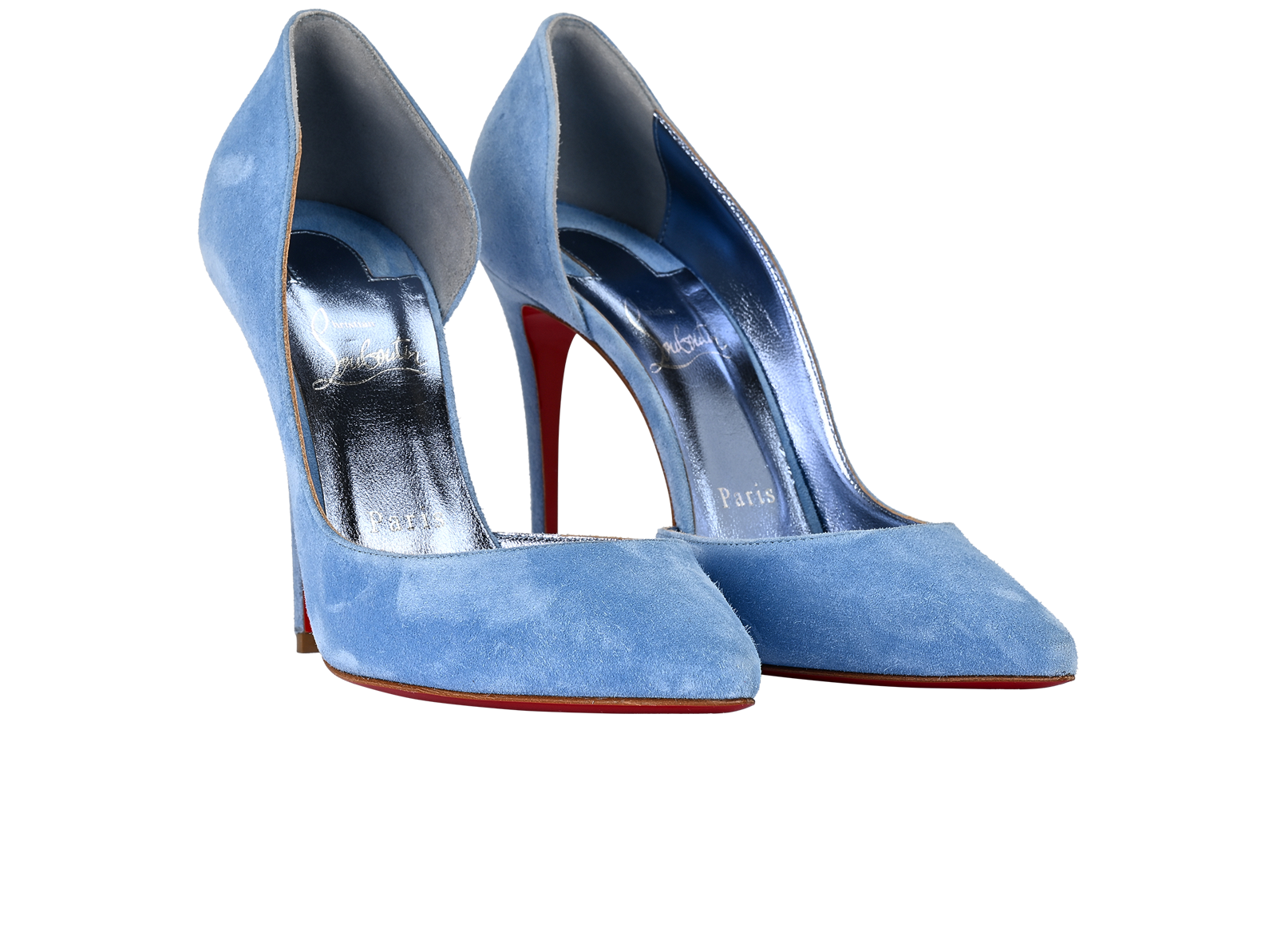 Christian Louboutin Iriza 100, &pound;395, Shoes, Blue, Suede, Side view