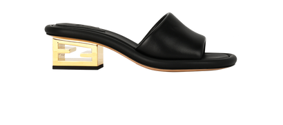 Fendi FF Heel Slides, &pound;250, Shoes, Black, Leather, Front view