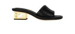 Fendi FF Heel Slides, Leather, Black, UK4, B/DB, 3*