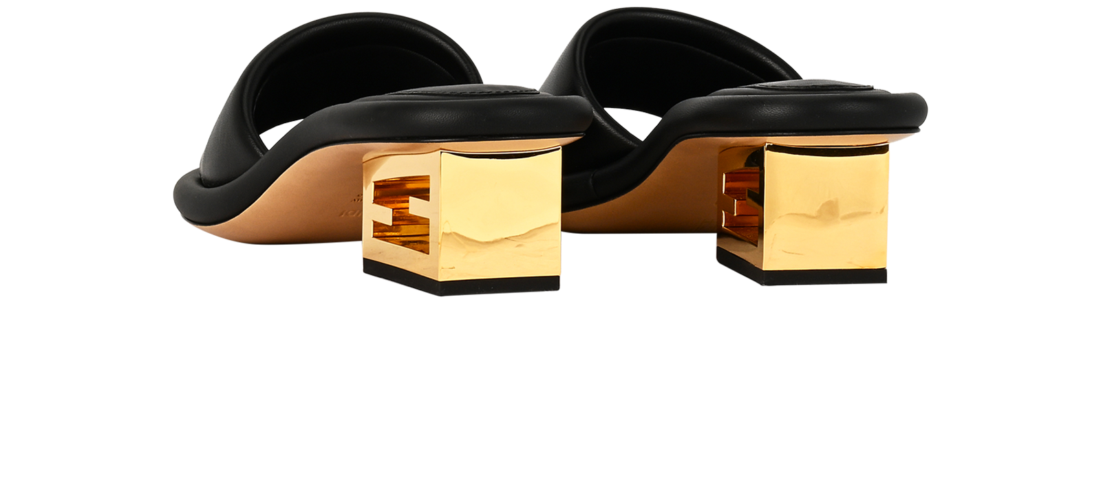 Fendi FF Heel Slides, &pound;250, Shoes, Black, Leather, Back view