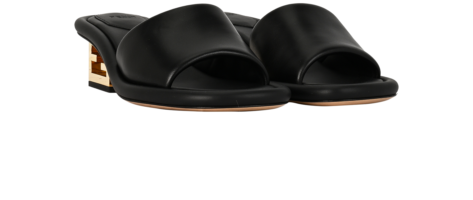 Fendi FF Heel Slides, &pound;250, Shoes, Black, Leather, Side view