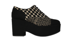 Chanel Lace-Up Platforms, Tweed, Black/Cream, UK6, 3*
