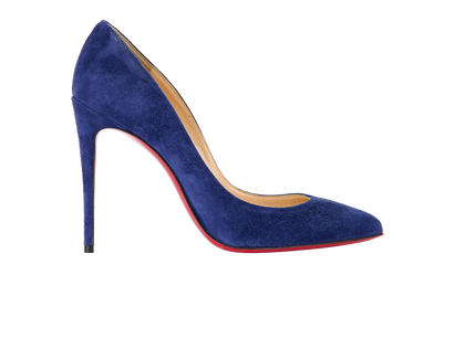 Christian Louboutin Pigalle Follies 100, &pound;295, Shoes, Blue, Suede, Front view