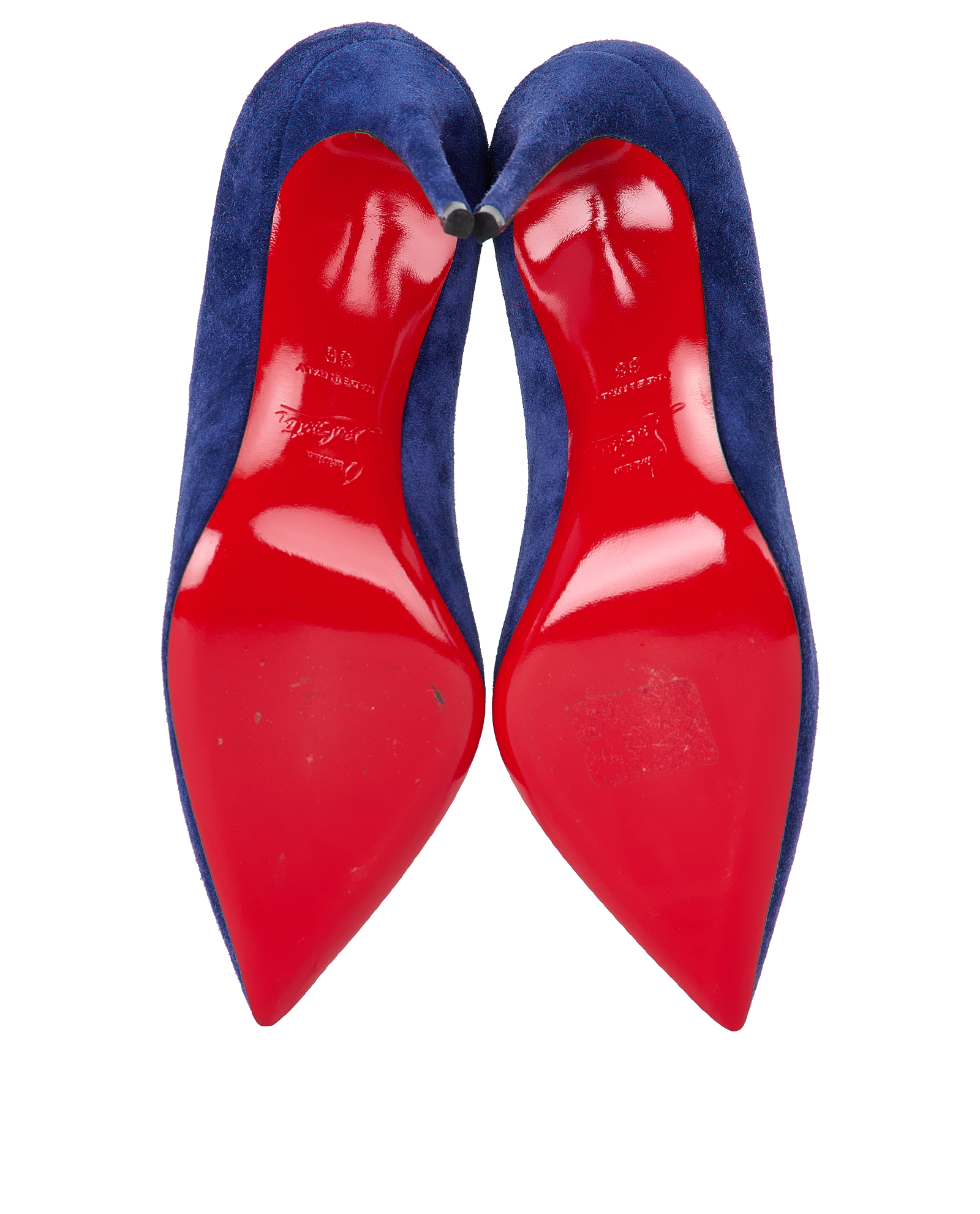 Christian Louboutin Pigalle Follies 100, &pound;295, Shoes, Blue, Suede, Top view