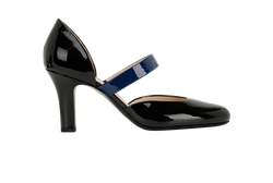 Bottega Veneta Mary Jane Pumps, Patent, Blk/Blue, UK6, DB/B, 3*