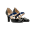 Bottega Veneta Mary Jane Pumps, &pound;120, Shoes, Black/Blue, Patent Leather, Side view
