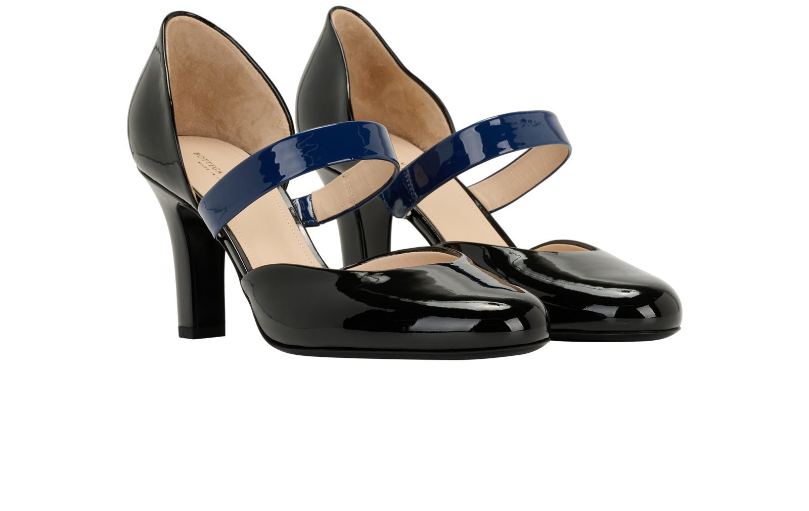 Bottega Veneta Mary Jane Pumps, &pound;120, Shoes, Black/Blue, Patent Leather, Side view