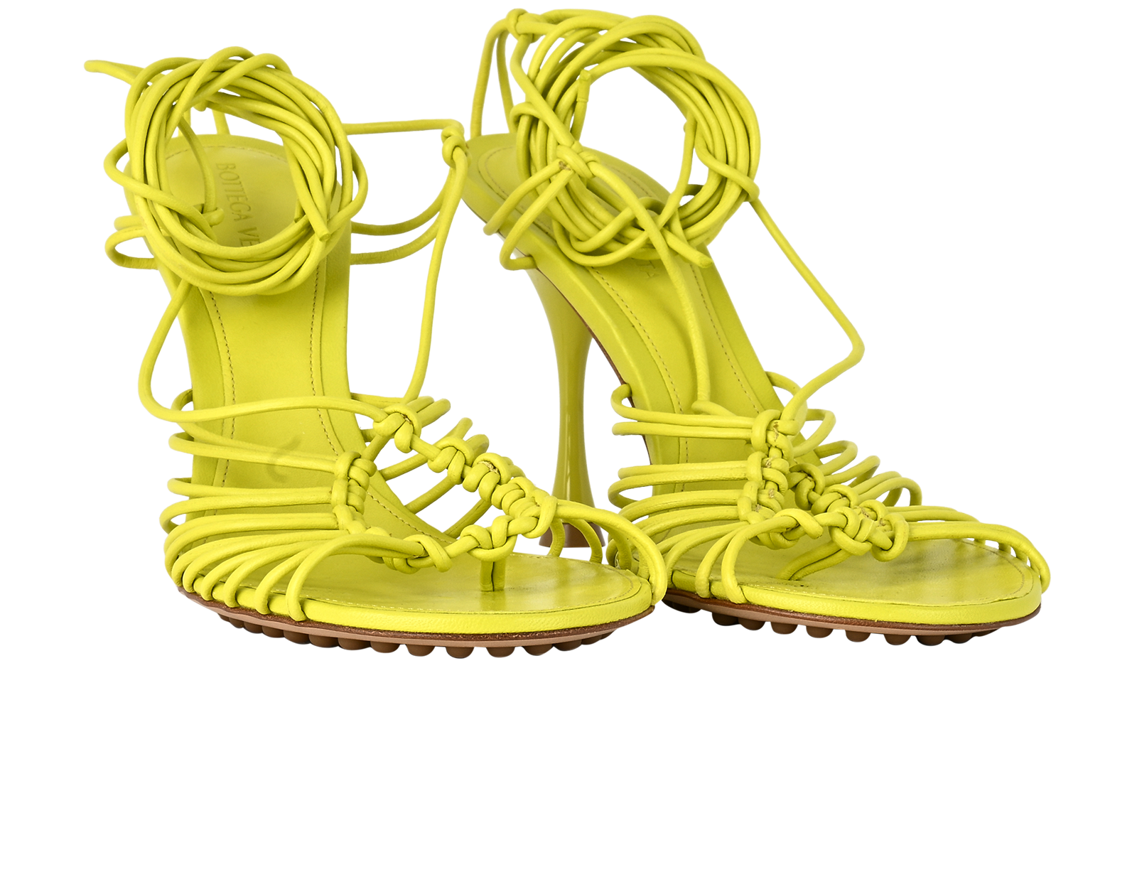 Bottega Veneta Dot Lace Up Sandals, &pound;175, Shoes, Green, Leather, Side view